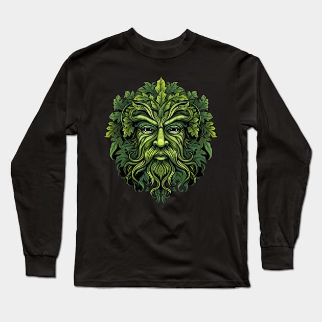 Traditional Pagan Celtic Greenman Long Sleeve T-Shirt by Tshirt Samurai